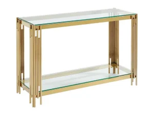Cheap Consoletafel Van Gehard Glas En Roestvrij Staal - Goudkleurig - Nomelano - Van Sidetable