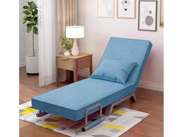 Cheap Converteerbare Stoffen Fauteuil - 6-Voudig Verstelbare Rugleuning - Blauw Uitklapbare Fauteuil