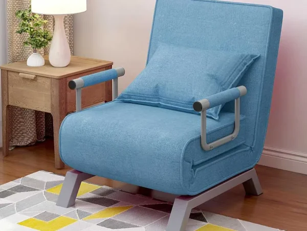 Cheap Converteerbare Stoffen Fauteuil - 6-Voudig Verstelbare Rugleuning - Blauw Uitklapbare Fauteuil
