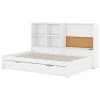 Clearance Dagbed Met Onderschuifbed - 90X200Cm - Met Tekentafel En Opbergvakken - Wit Bed Met Slaaplade