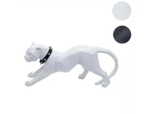 Best Sale Decoratiefiguurtje Luipaard Mcw-D36 Met Kraag, Wit Mat Met Kraag Standbeeld