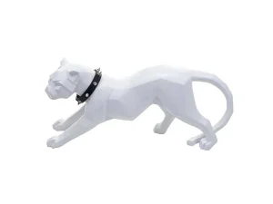 Best Sale Decoratiefiguurtje Luipaard Mcw-D36 Met Kraag, Wit Mat Met Kraag Standbeeld