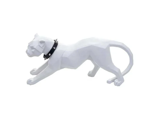 Best Sale Decoratiefiguurtje Luipaard Mcw-D36 Met Kraag, Wit Mat Met Kraag Standbeeld