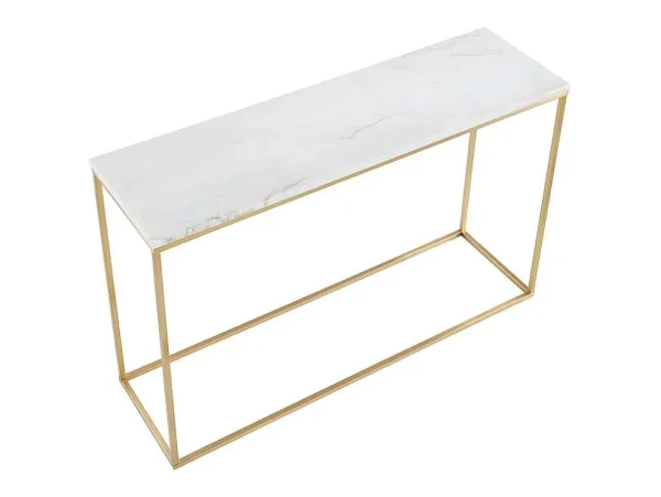 Clearance Design Sidetable Aretha - Marmer En Metaal - Wit En Goudkleurig - Van Sidetable
