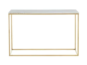 Clearance Design Sidetable Aretha - Marmer En Metaal - Wit En Goudkleurig - Van Sidetable
