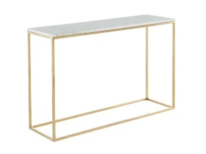 Clearance Design Sidetable Aretha - Marmer En Metaal - Wit En Goudkleurig - Van Sidetable