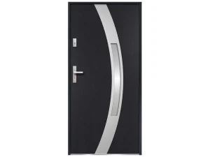 Shop Deur Van Geglazuurd Staal En Inox H.207 X B.100 Cm Antraciet - Links Duwen - Trofa Voordeur