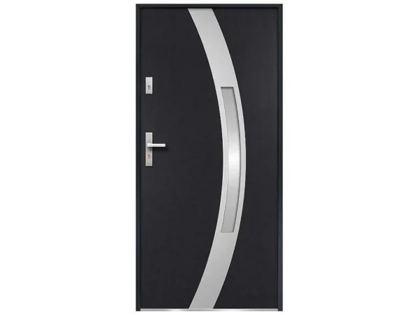 Shop Deur Van Geglazuurd Staal En Inox H.207 X B.100 Cm Antraciet - Links Duwen - Trofa Voordeur