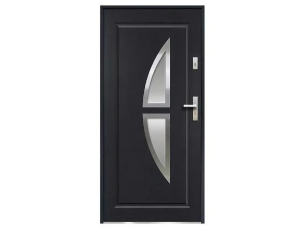 Flash Sale Deur Van Geglazuurd Staal En Inox H.207 X B.100 Cm Antraciet - Rechts Duwen - Covas Voordeur