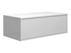 New Donker Naturel En Wit Hangend Badkamermeubel Met Enkele Wastafel En Twee Lades - 94 Cm - Teana Ii Badkamermeubel Met Enkele Wastafel