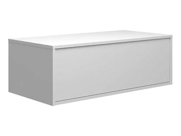New Donker Naturel En Wit Hangend Badkamermeubel Met Enkele Wastafel En Twee Lades - 94 Cm - Teana Ii Badkamermeubel Met Enkele Wastafel
