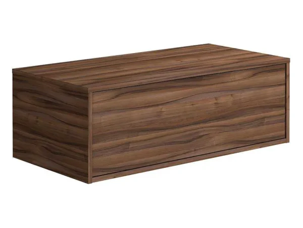 New Donker Naturel En Wit Hangend Badkamermeubel Met Enkele Wastafel En Twee Lades - 94 Cm - Teana Ii Badkamermeubel Met Enkele Wastafel