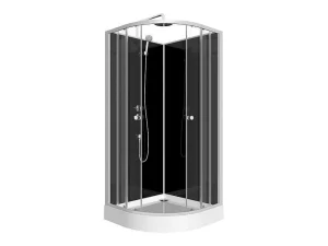 Store Douchecabine In Kwartcirkel - Verstelbare Hoogte - Chroom En Zwart - L90 X B90 X H213/232 Cm - Pozali Douchecabine
