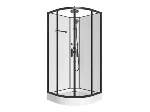 Fashion Douchecabine Met Massagefunctie Van Bamboevezel - Mat Zwart - L80 X B80 X H225 Cm - Zalifa Douchecabine