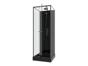 Clearance Douchecabine Met Omkeerbare Plaatsingsrichting En Aanpasbare Hoogte - Zwart - L90 X B90 X H213/232 Cm - Damilu Douchecabine