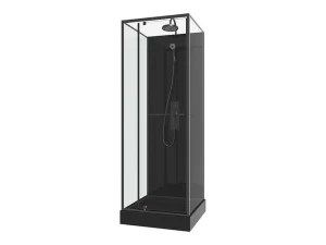 Clearance Douchecabine Met Omkeerbare Plaatsingsrichting En Aanpasbare Hoogte - Zwart - L90 X B90 X H213/232 Cm - Damilu Douchecabine