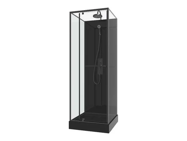 Clearance Douchecabine Met Omkeerbare Plaatsingsrichting En Aanpasbare Hoogte - Zwart - L90 X B90 X H213/232 Cm - Damilu Douchecabine