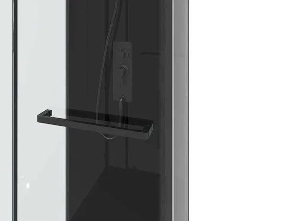 Clearance Douchecabine Met Omkeerbare Plaatsingsrichting En Aanpasbare Hoogte - Zwart - L90 X B90 X H213/232 Cm - Damilu Douchecabine