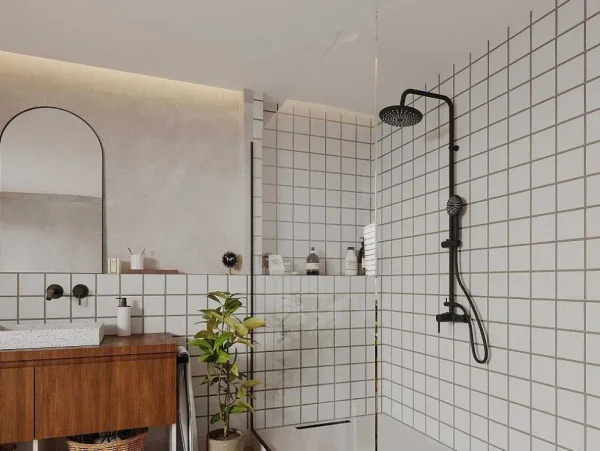 Cheap Douchekolom Aita Van Mat Zwart Roestvrij Staal - 127 Cm Douchekolom