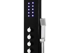 Cheap Douchekolom Felicita Met Thermostaatkraan, Balneotherapie En Led-Verlichting - 20*165Cm - Zwart Douchekolom