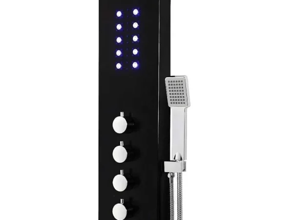 Cheap Douchekolom Felicita Met Thermostaatkraan, Balneotherapie En Led-Verlichting - 20*165Cm - Zwart Douchekolom