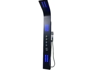 Cheap Douchekolom Felicita Met Thermostaatkraan, Balneotherapie En Led-Verlichting - 20*165Cm - Zwart Douchekolom