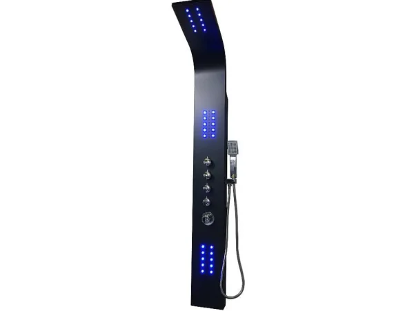 Cheap Douchekolom Felicita Met Thermostaatkraan, Balneotherapie En Led-Verlichting - 20*165Cm - Zwart Douchekolom