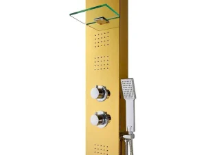 Online Douchekolom Met Thermostaatkraan En Massagestralen Josta - Goud - 45 X 150 Cm Douchekolom