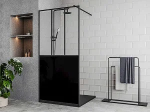 Fashion Douchewand Voor Inloopdouche Matzwart Industriele Stijl 100 X 200 Cm Urbanik Douchewand