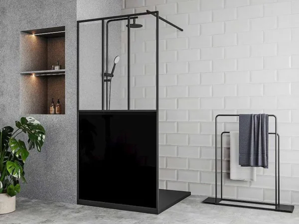 Fashion Douchewand Voor Inloopdouche Matzwart Industriele Stijl 100 X 200 Cm Urbanik Douchewand