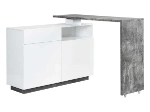 Flash Sale Draaibaar Barmeubel Eldir - 2 Deuren, 1 Lade En 1 Nis - Mdf - Witgelakt & Betonkleur Barmeubel