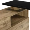 Hot Draaibaar Barmeubel Eldir - 2 Deuren, 1 Lade En 1 Nis - Mdf - Eiken & Zwart Barmeubel