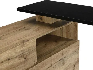 Hot Draaibaar Barmeubel Eldir - 2 Deuren, 1 Lade En 1 Nis - Mdf - Eiken & Zwart Barmeubel