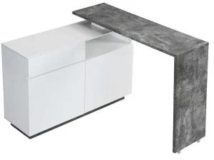Flash Sale Draaibaar Barmeubel Eldir - 2 Deuren, 1 Lade En 1 Nis - Mdf - Witgelakt & Betonkleur Barmeubel