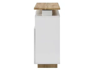 Store Draaibaar Barmeubel Eldir- 2 Deuren, 1 Lade En 1 Nis - Mdf - Witgelakt & Eiken Barmeubel