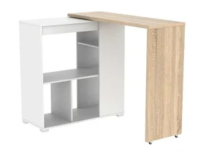 Cheap Draaibaar Barmeubel Saturne - Wit En Eiken Barmeubel