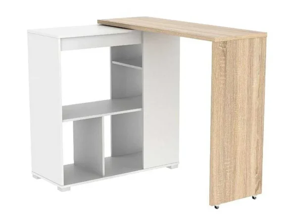 Cheap Draaibaar Barmeubel Saturne - Wit En Eiken Barmeubel