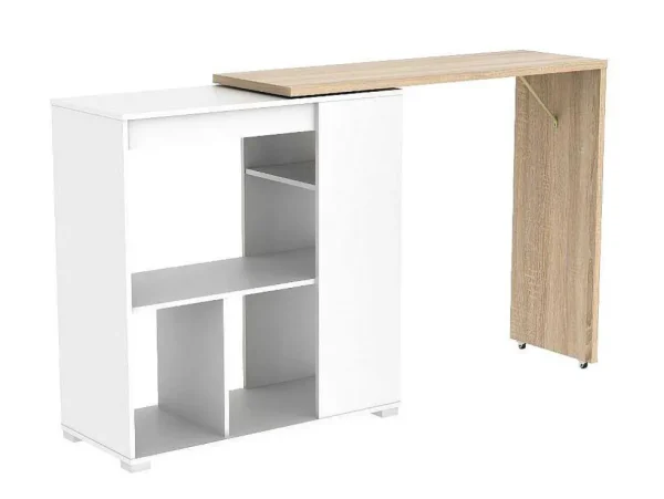 Cheap Draaibaar Barmeubel Saturne - Wit En Eiken Barmeubel