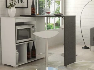 Clearance Draaibaar Barmeubel Saturne - Wit En Beton Barmeubel