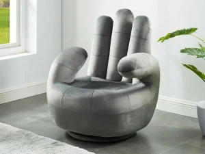 New Draaibare Fauteuil Hand Catchy Van Fluweel - Antraciet Handstoel