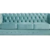 Online Drie- En Tweezitsbank Van Pastelblauw Velours Chesterfield Bankstel 3+2