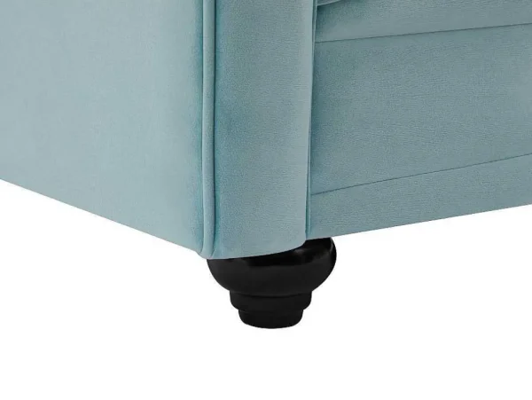 Online Drie- En Tweezitsbank Van Pastelblauw Velours Chesterfield Bankstel 3+2
