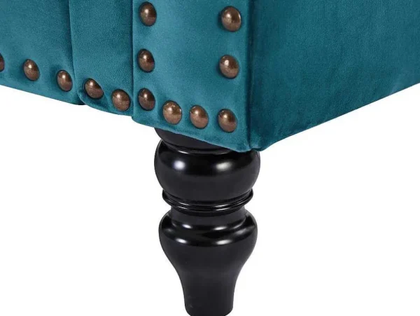 Cheap Drie- En Tweezitsbank Van Blauwgroen Velours Turner Bankstel 3+2