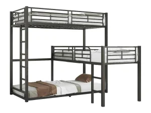 Discount Driedubbele Stapelbedden 90 X 200 Cm - Hoge Reling En Ladder - Metaal - Zwart Kinderbed Stapelbed
