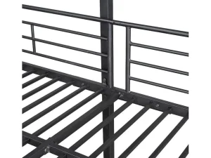 Discount Driedubbele Stapelbedden 90 X 200 Cm - Hoge Reling En Ladder - Metaal - Zwart Kinderbed Stapelbed