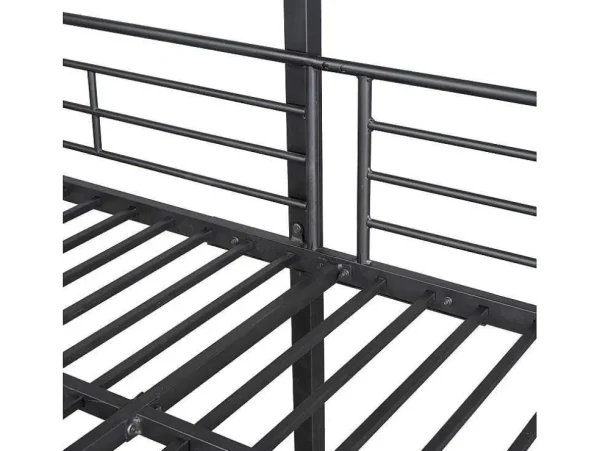 Discount Driedubbele Stapelbedden 90 X 200 Cm - Hoge Reling En Ladder - Metaal - Zwart Kinderbed Stapelbed