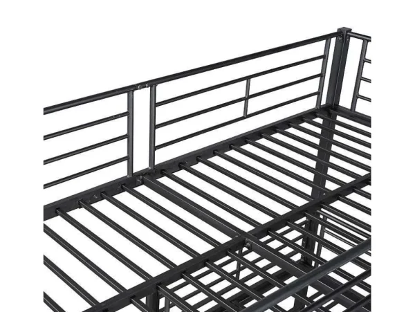 Discount Driedubbele Stapelbedden 90 X 200 Cm - Hoge Reling En Ladder - Metaal - Zwart Kinderbed Stapelbed