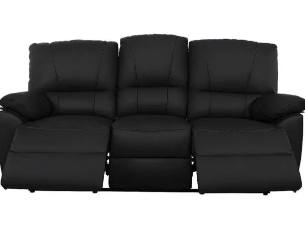 Cheap Driezits- En Tweezits Relaxbank Van Leer Marcis - Zwart - Elektrisch Bankstel 3+2