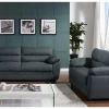 New Driezits- En Tweezitsbank Van Stof Manoa - Antraciet Bankstel 3+2