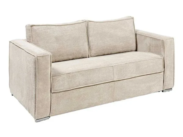 Cheap Driezits Express Slaapbank Van Ribfluweel - Beige - Loreto 2En 3-Zitsbank